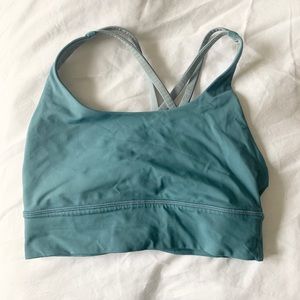 Lululemon energy bras (two) size 6. blue and grey